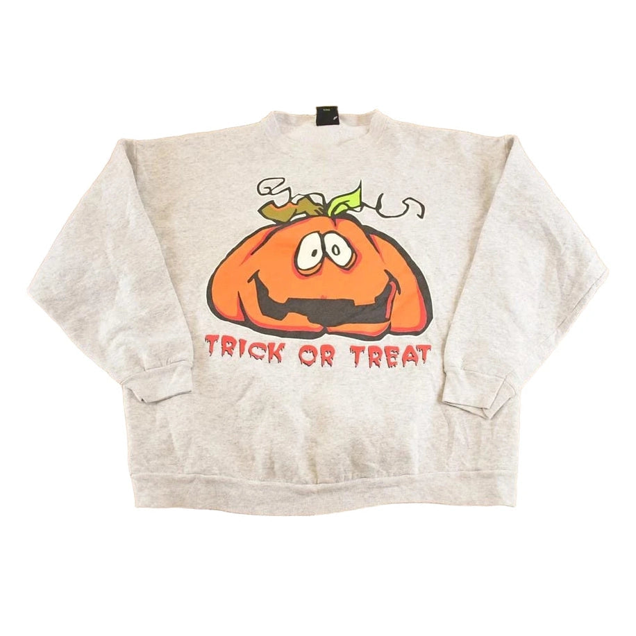 Vintage 1990s Trick Or Treat Souvenir Pumpkin Crewneck Sweatshirt Mens L