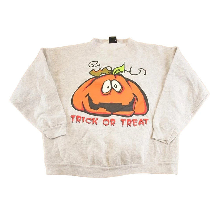 Vintage 1990s Trick Or Treat Souvenir Pumpkin Crewneck Sweatshirt Mens L