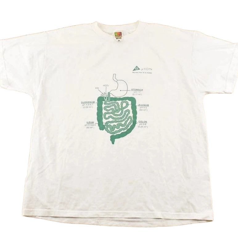 Vintage 1990's Stomach Diagram Souvenir Travel T-Shirt Men's XL