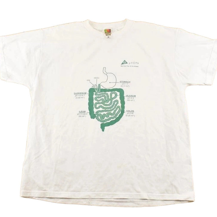 Vintage 1990's Stomach Diagram Souvenir Travel T-Shirt Men's XL