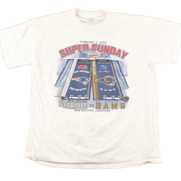 Vintage 2002 New England Patriots Super Sunday NFL T Shirt Men's L