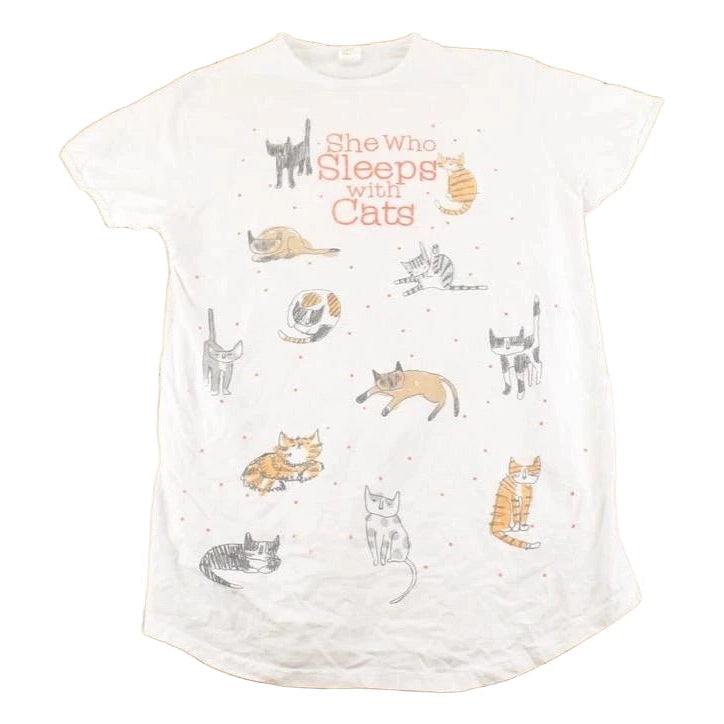 Vintage 1990's Sleeps With Cats Souvenir Sleepwear T-Shirt Women's XL