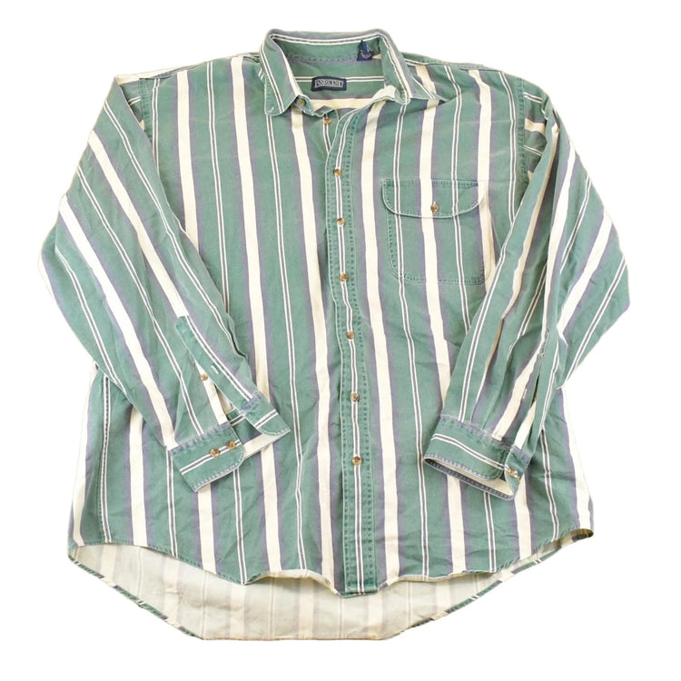 Vintage 1990's Lands End Striped Button Up Shirt Men's XL