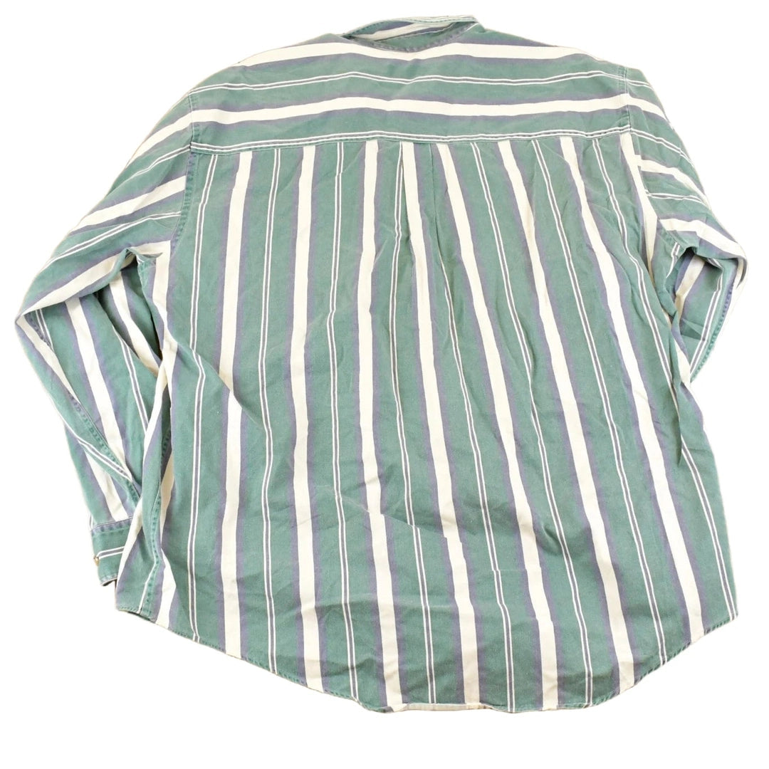 Vintage 1990's Lands End Striped Button Up Shirt Men's XL