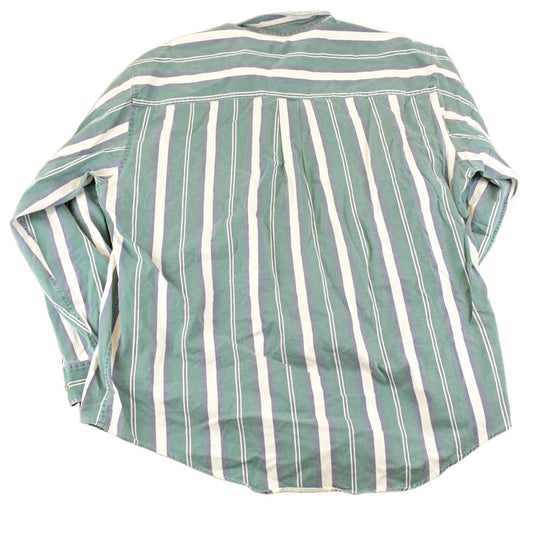 Vintage 1990's Lands End Striped Button Up Shirt Men's XL
