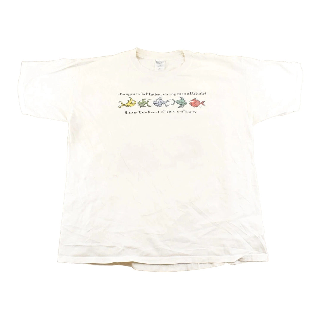 Vintage 1990's Tortola Crazy Fish Souvenir Travel T-Shirt Men's XL