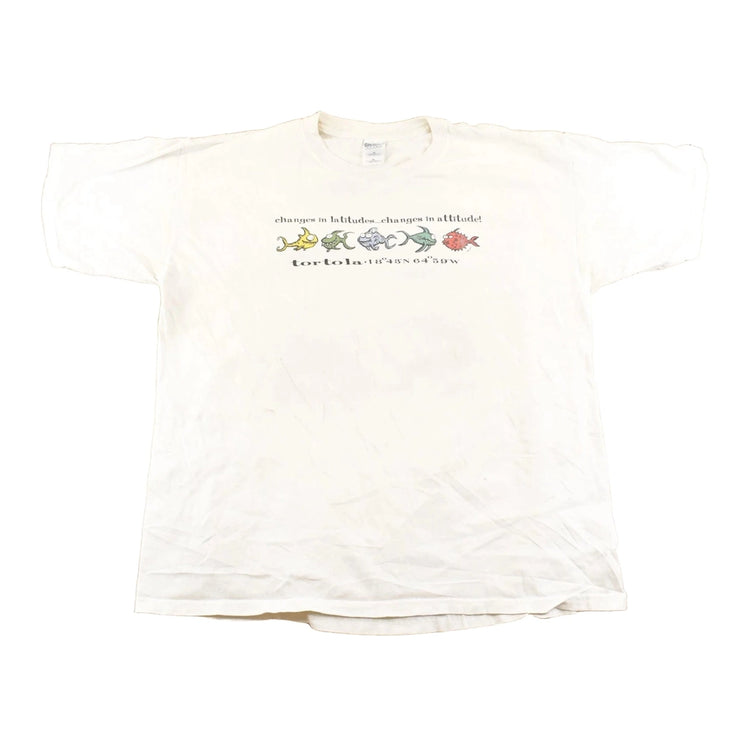 Vintage 1990's Tortola Crazy Fish Souvenir Travel T-Shirt Men's XL