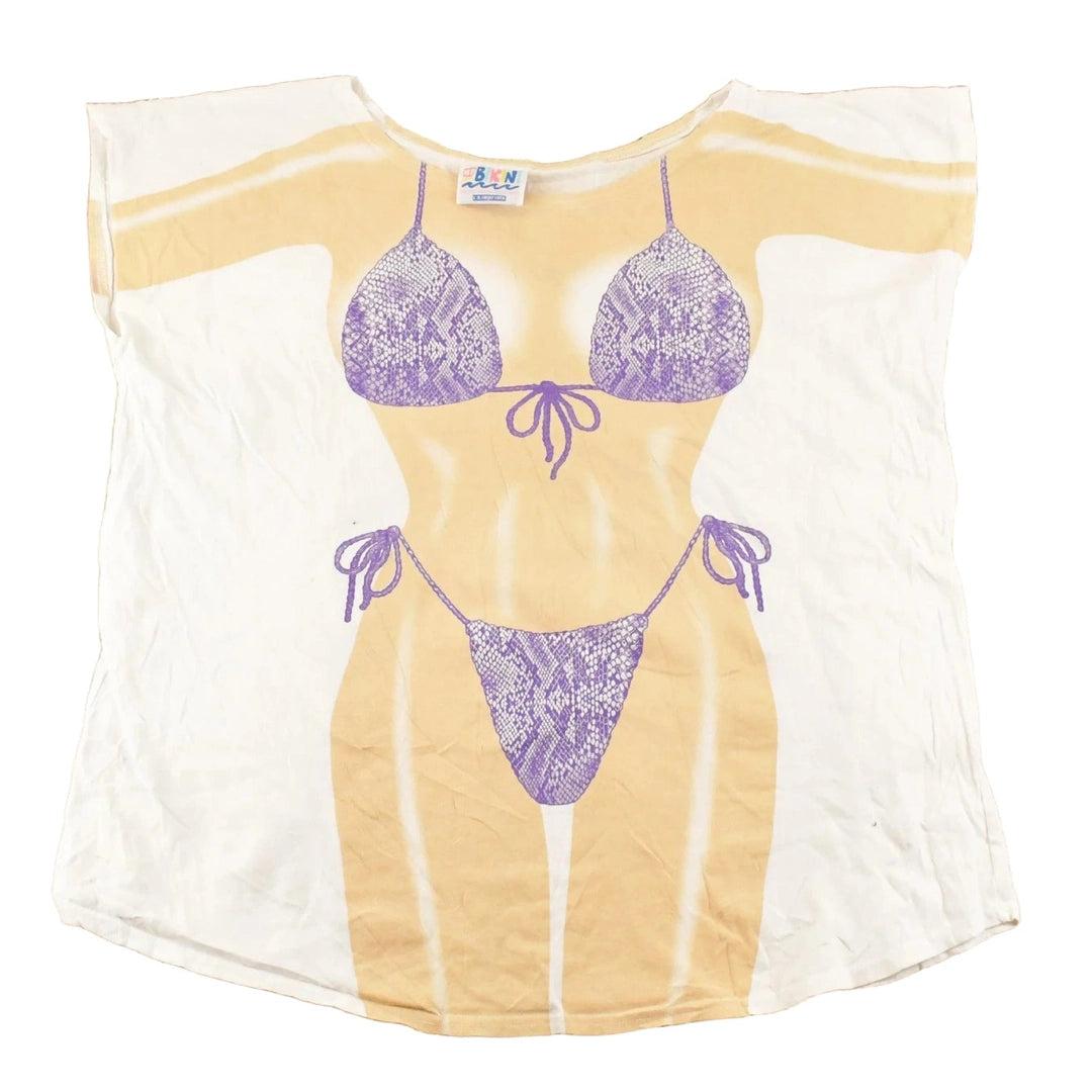Vintage 1990's Bikini Body Funny Cartoon Souvenir Travel T-Shirt Women's XXL