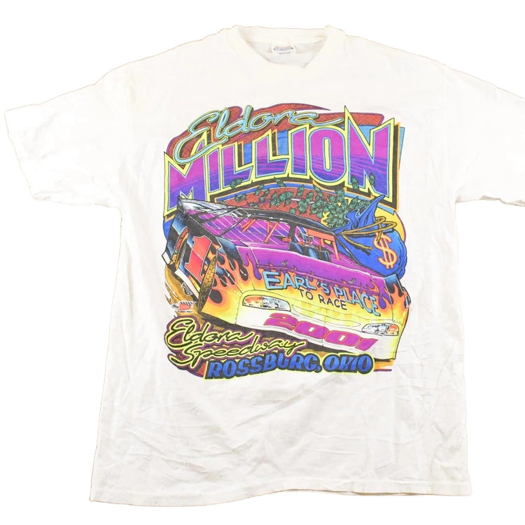 Vintage 2001 Eldora Speedway Million Souvenir Racing T-Shirt Men's L