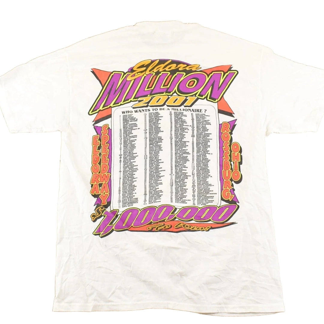 Vintage 2001 Eldora Speedway Million Souvenir Racing T-Shirt Men's L