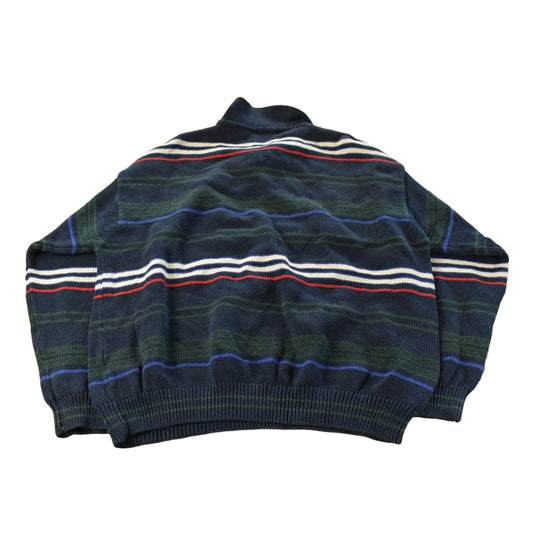 Vintage 1990s Izod Abstract Striped Knit Collared Sweater Men's XL
