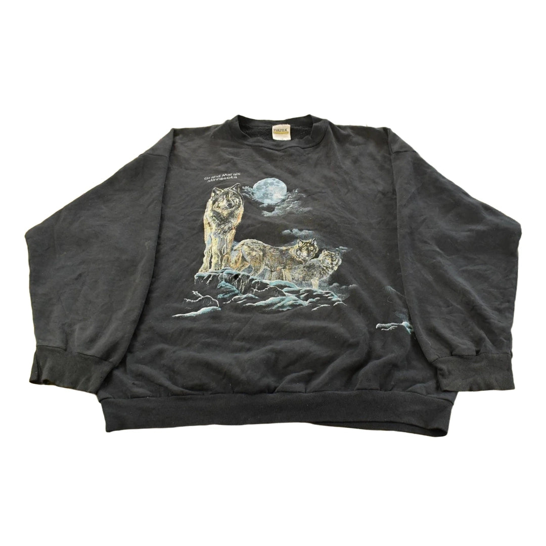 Vintage 1990s Wolf Graphic Print Crewneck Sweatshirt Mens 2XL