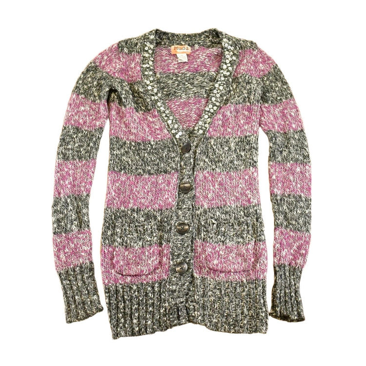 Vintage 1990s Mudd Abstract Knit Cardigan Sweater Women's Long XS