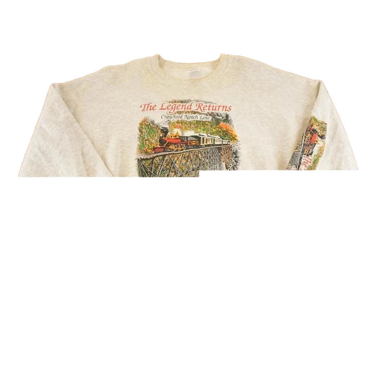 Vintage 1990s Crawford Notch Lane Train Souvenir Crewneck Sweatshirt Mens XL