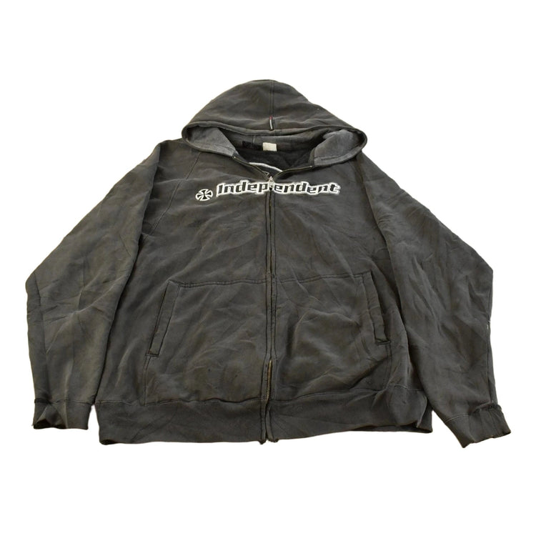 Vintage Y2K Independent Trucks Embroidered Logo Skateboarding Full Zip Hoodie Sweatshirt Men's L