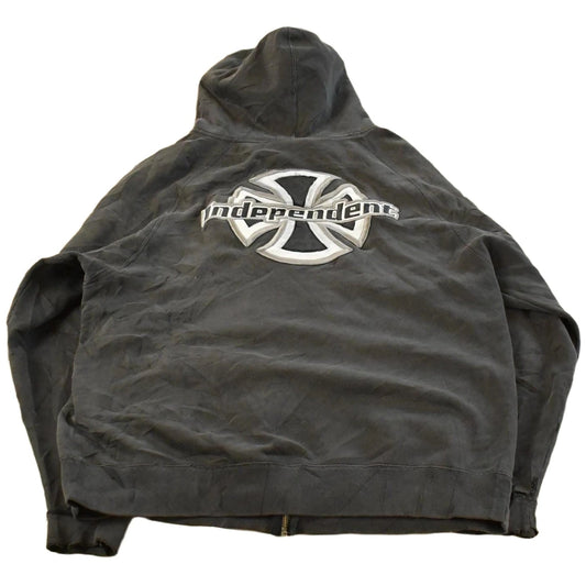 Vintage Y2K Independent Trucks Embroidered Logo Skateboarding Full Zip Hoodie Sweatshirt Men's L