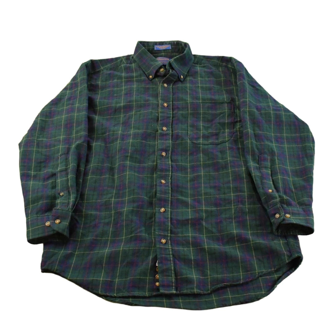 Vintage 1990s Pendleton Wool Flannel Button Up Shirt Men's Large Long