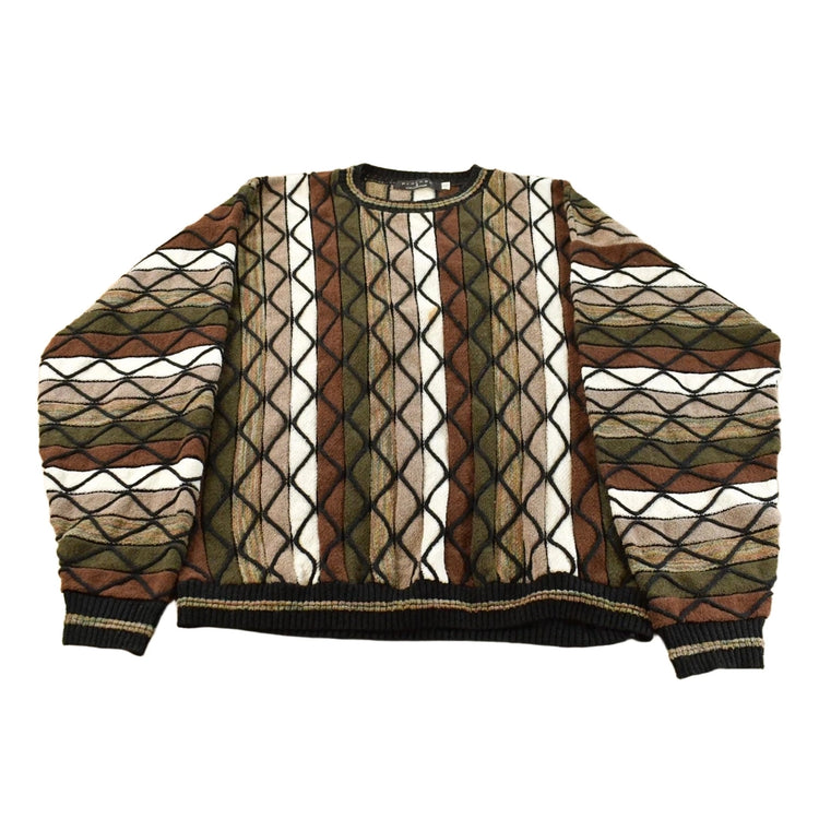 Vintage 1990s Protégé 3D Cable Knit Crewneck Sweater Men's 3XL Tall