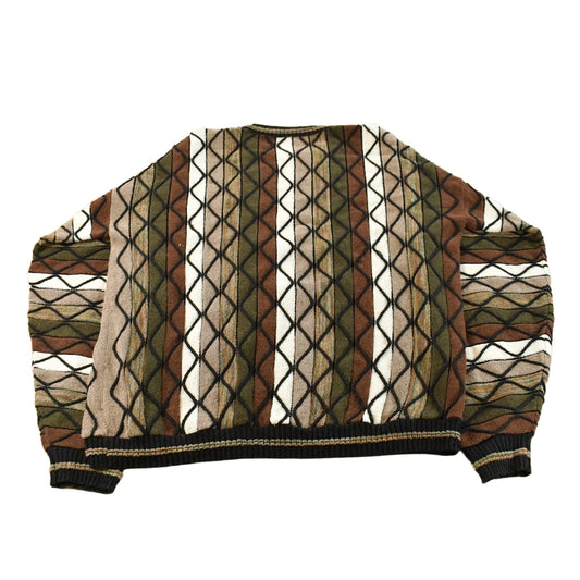 Vintage 1990s Protégé 3D Cable Knit Crewneck Sweater Men's 3XL Tall