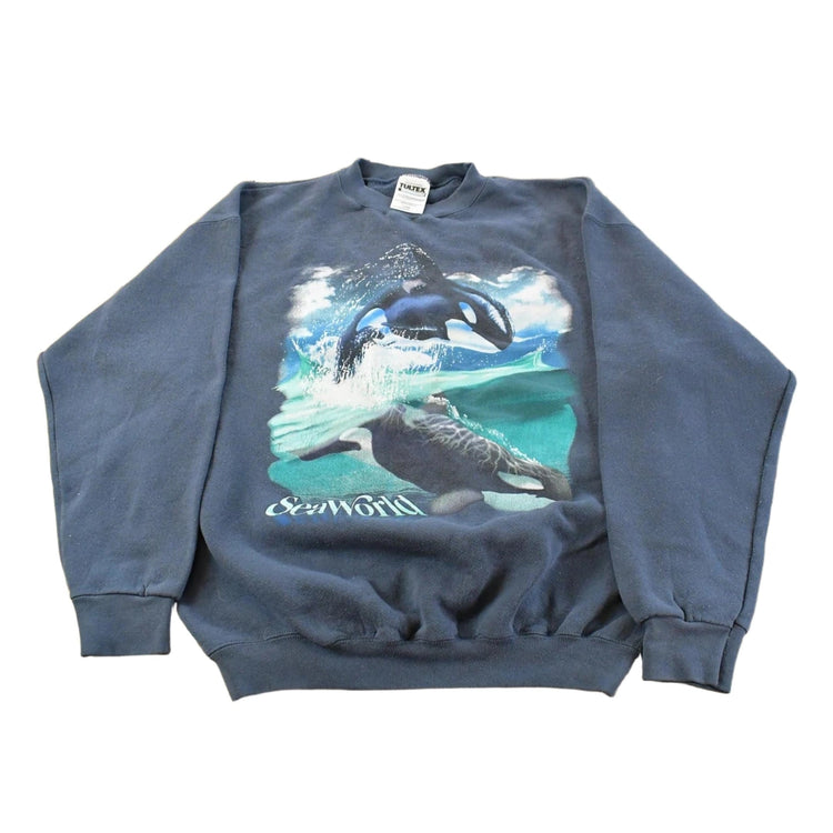 Vintage 1990s Sea World Orca Whale Graphic Crewneck Sweatshirt Men's M