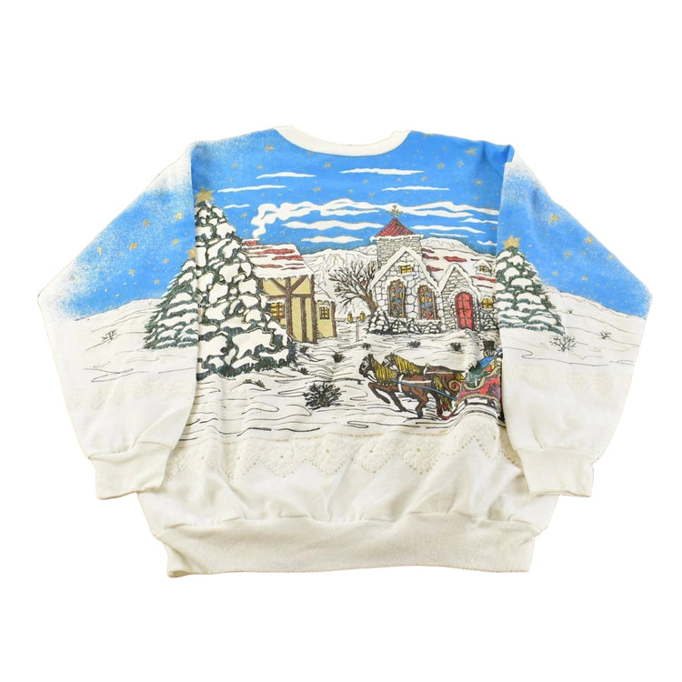 Vintage 1990s Nutcracker Winter Landscape Crewneck Sweatshirt Men's M