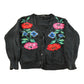 Vintage 1990s Counterparts Floral Design Knit Cardigan Sweater Women's M
