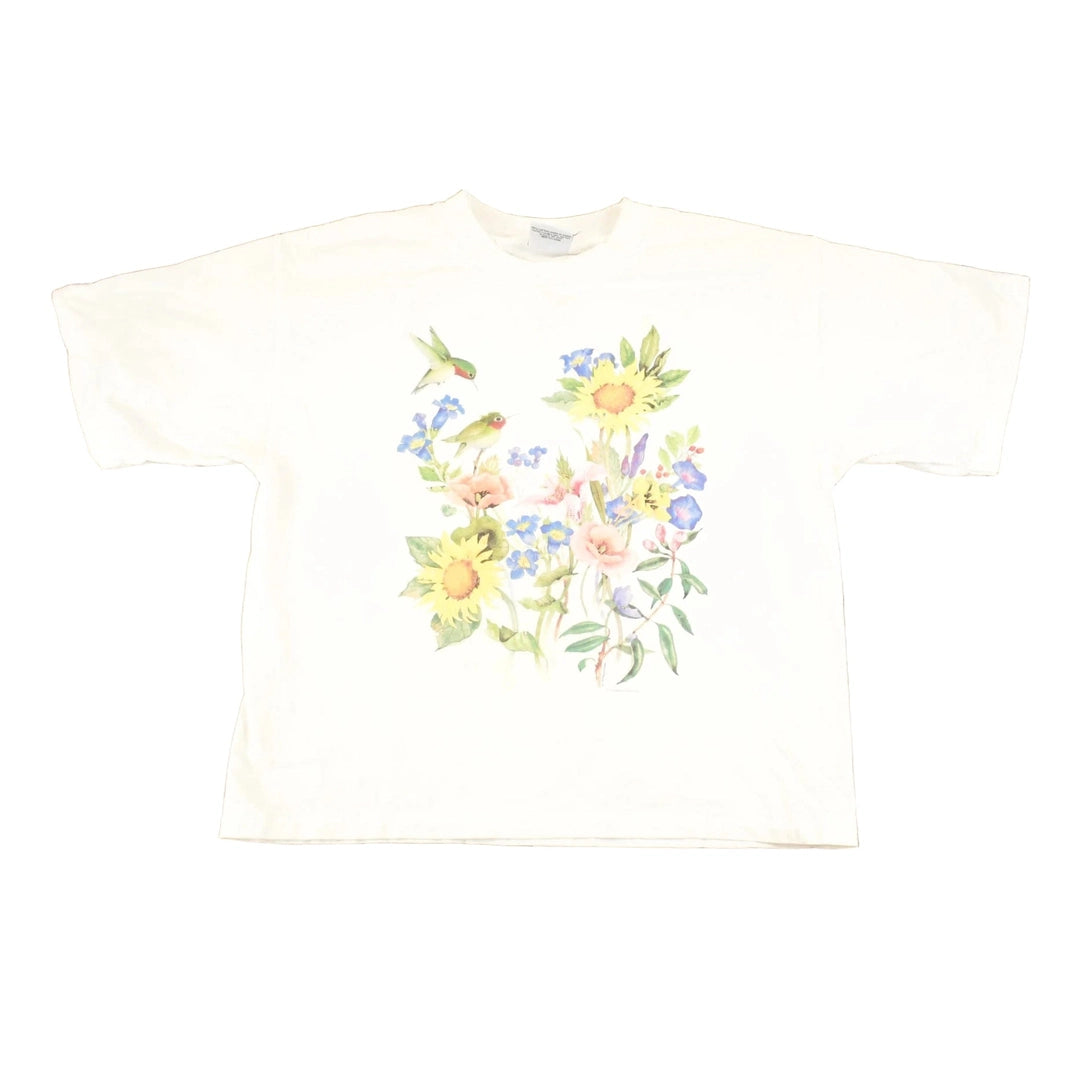 Vintage 1990's Dolphin Shirt Company Hummingbirds Floral Souvenir T-Shirt Women's M