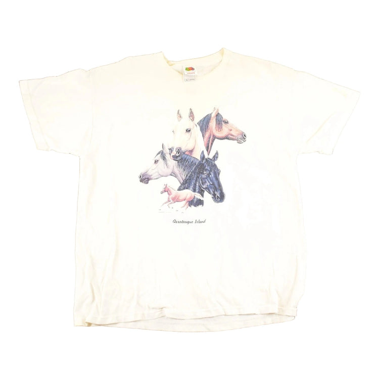 Vintage 1990's Assateague Island Wild Horses Souvenir Travel T-Shirt Men's L