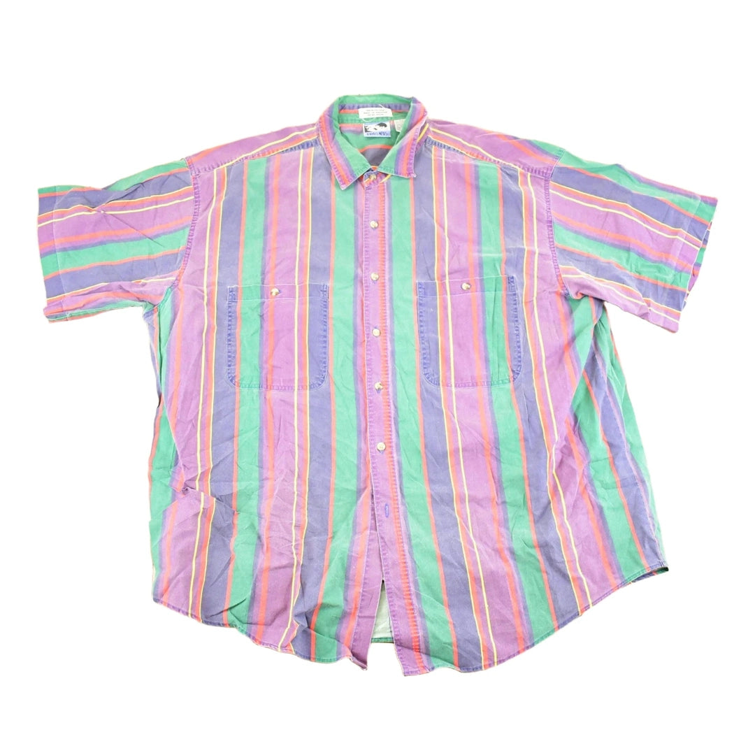 Vintage 1990s Todays News Striped Button Up Shirt Men's XXL