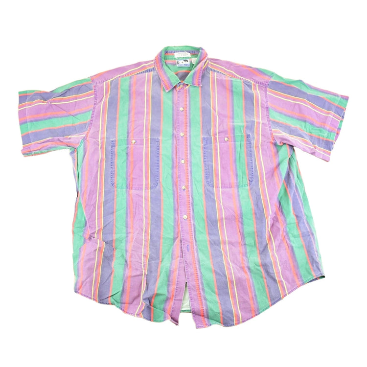 Vintage 1990s Todays News Striped Button Up Shirt Men's XXL