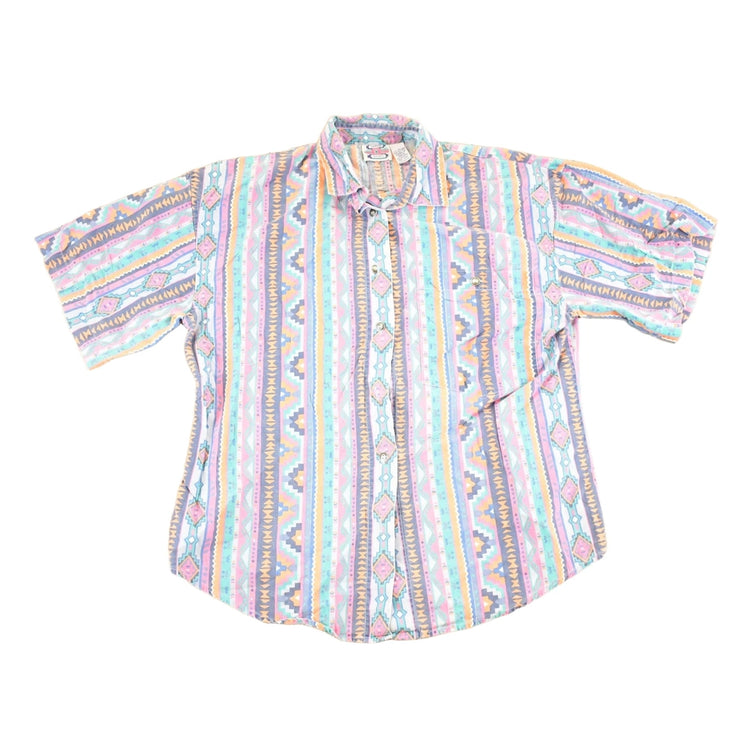 Vintage 1990s Peddler Sport Abstract Button Up Shirt Men's S