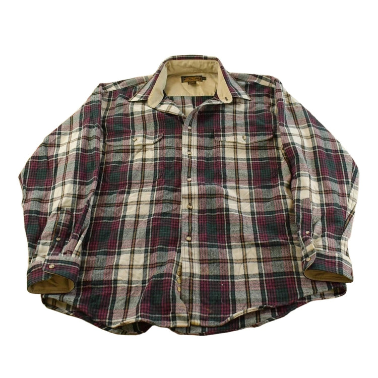 Vintage 1980s Eddie Bauer Wool Flannel Button Up Shirt Men's XL