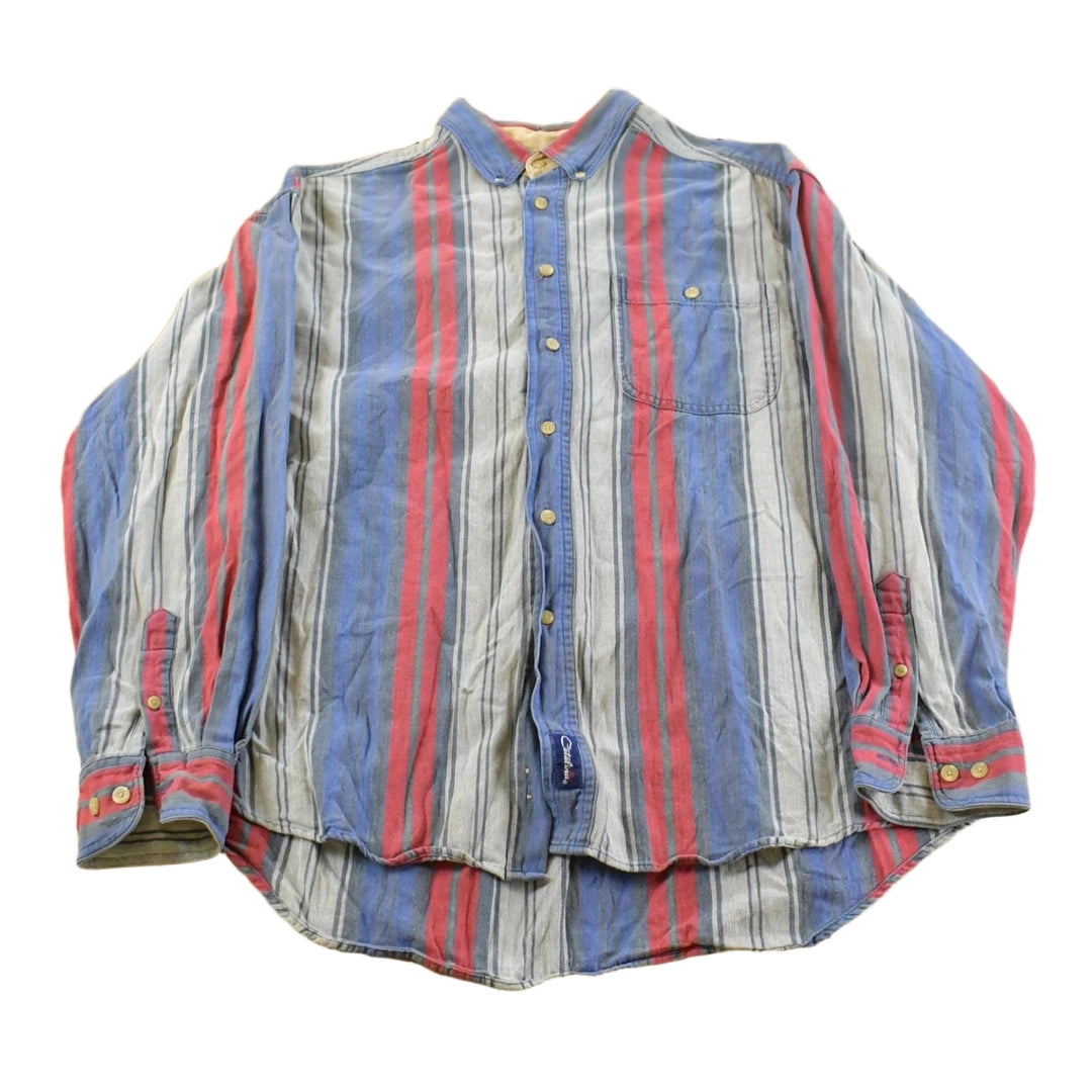 Vintage 1990s Catalina Striped Yachting Button Up Shirt Men's Large