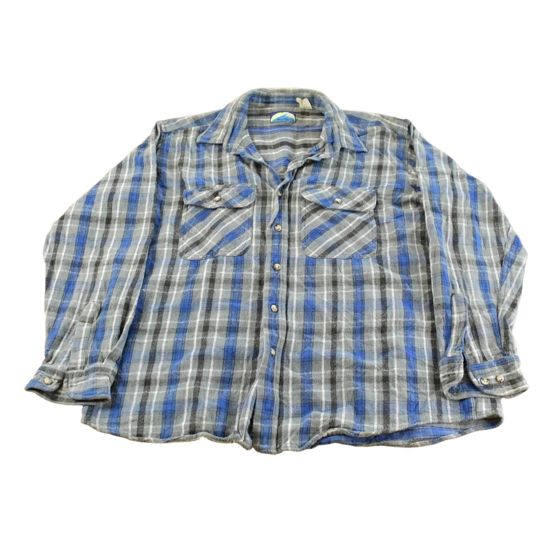 Vintage 1990s North Crest Plaid Flannel Button Up Shirt Men's XL