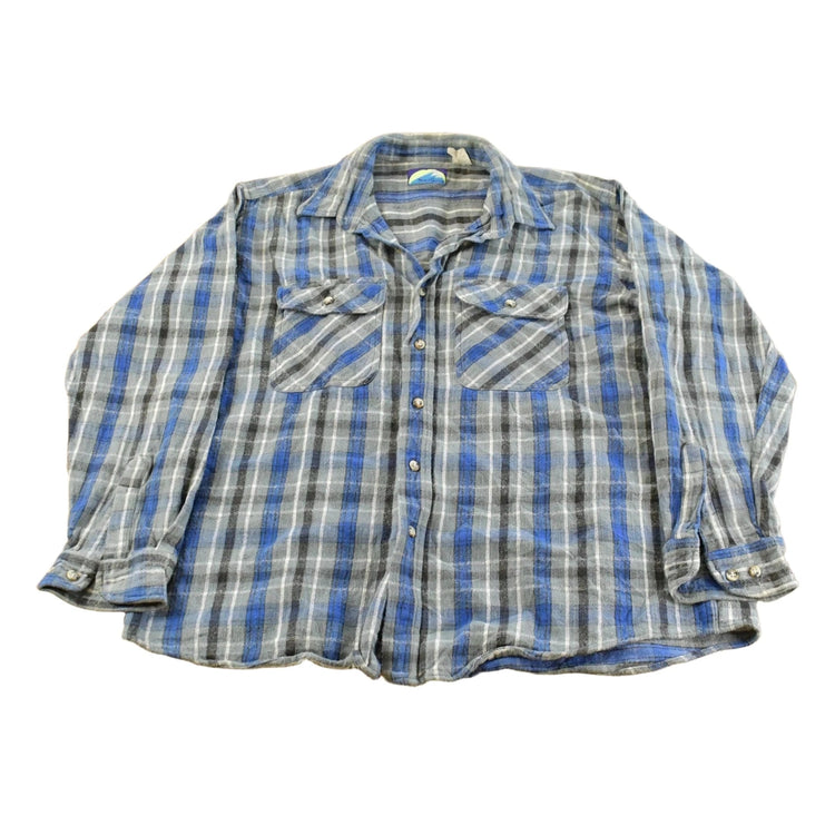 Vintage 1990s North Crest Plaid Flannel Button Up Shirt Men's XL