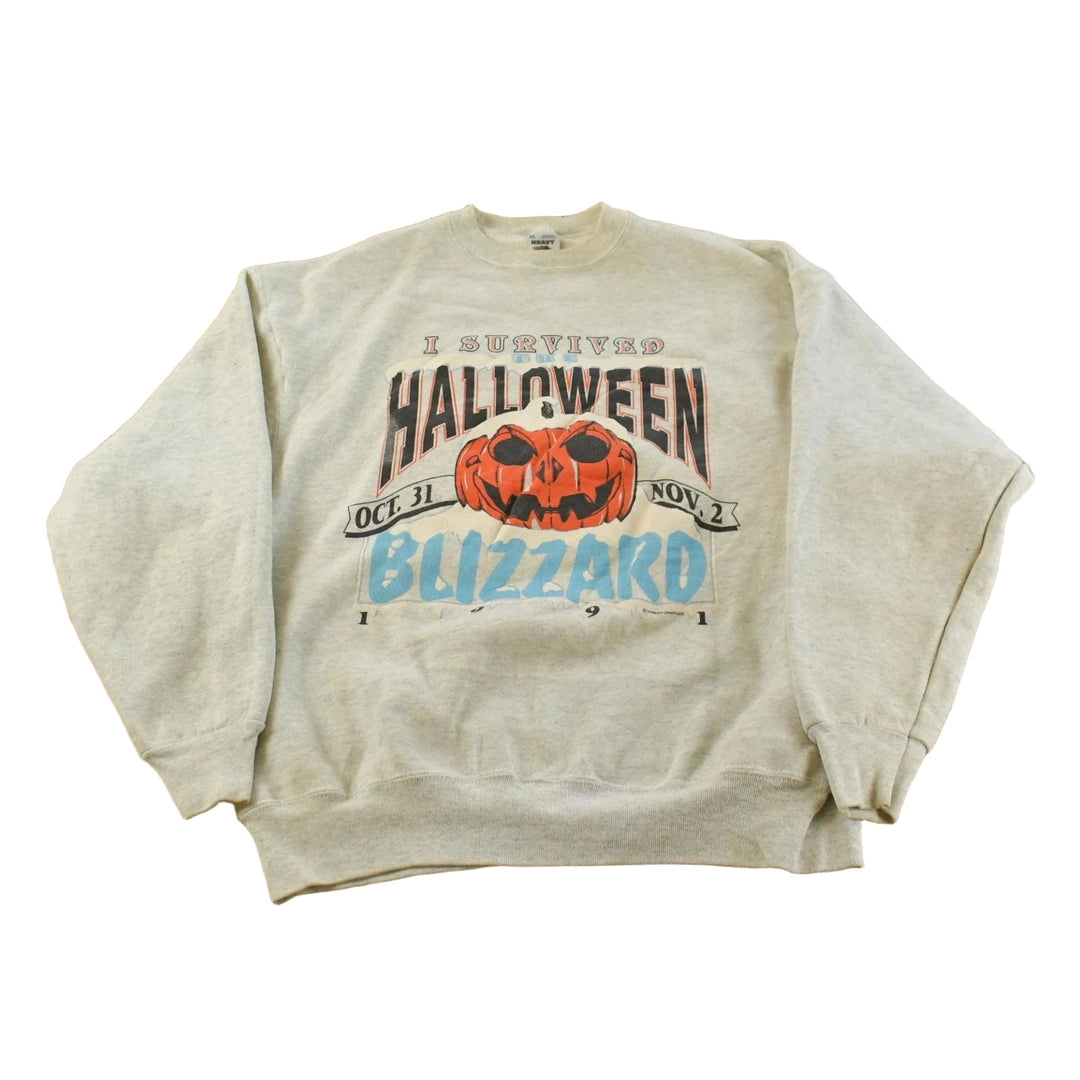 Vintage 1990s I Survived Halloween Blizzard Crewneck Sweatshirt Mens XL