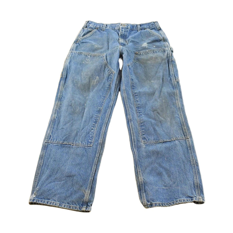 Vintage 2000s Carhartt Double Knee Denim Blue Jeans Men's 32 x 30