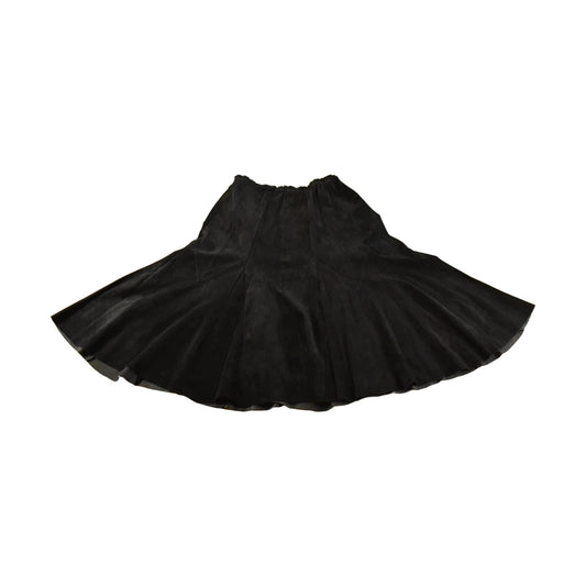Vintage 1990s Eco by Pezzoli Suede Leather Flared Skirt Women's 27