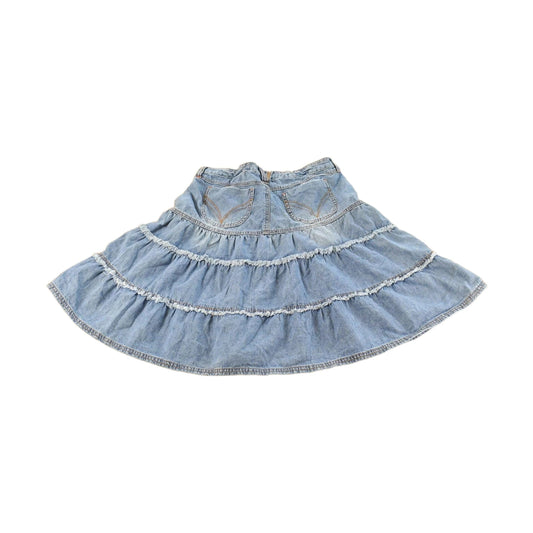 Vintage Y2K Yonique Denim Ruffled Mini Skirt Women's 27