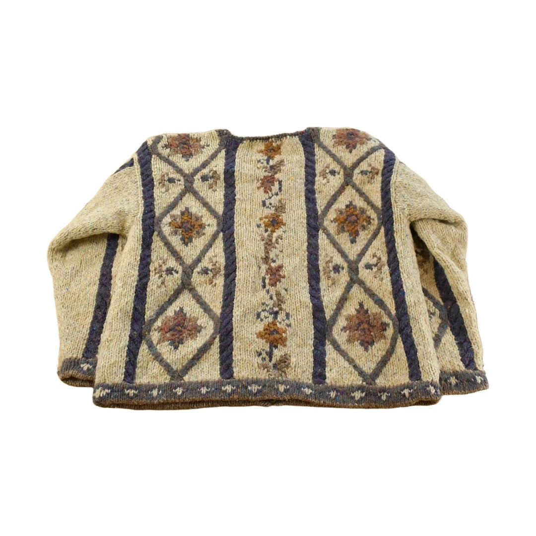 Vintage 1990s Icelandic Design Knit Wool Sweater Jacket Women's M
