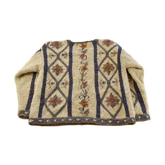 Vintage 1990s Icelandic Design Knit Wool Sweater Jacket Women's M