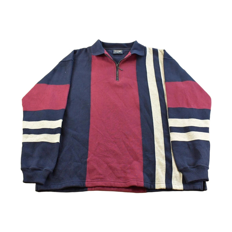Vintage 1990s Color Blocked Quarter Zip Sweatshirt Men's L
