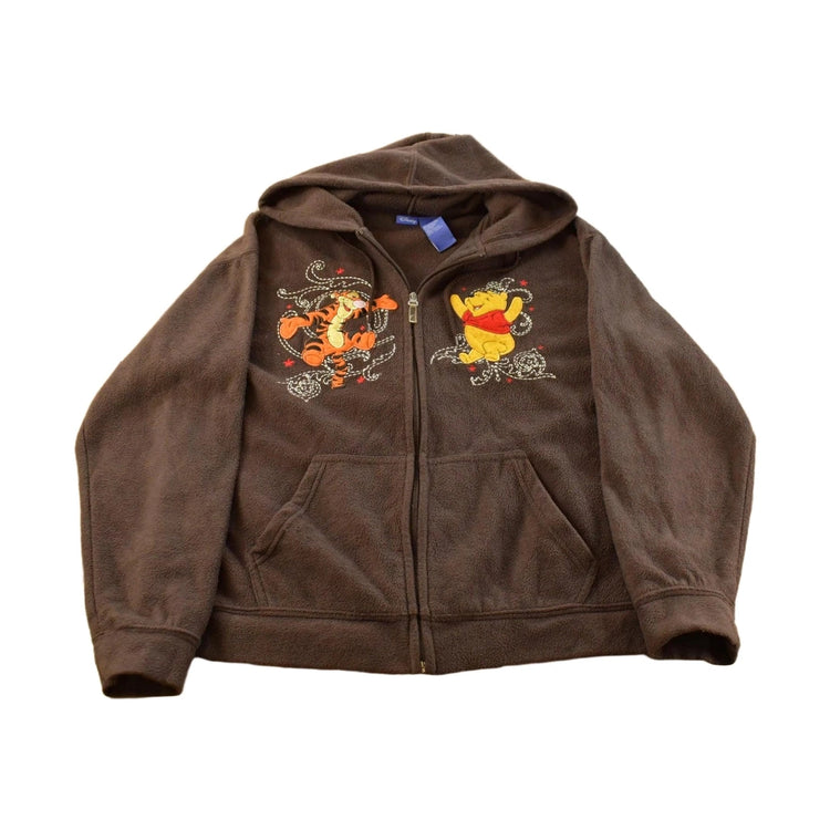 Vintage 2000s Disney Eeyore Embroidered Full Zip Fleece Hoodie Women's L  Sportswear  90s Hoodie  Cartoon Pooh  Athleisure  Sweatshirt