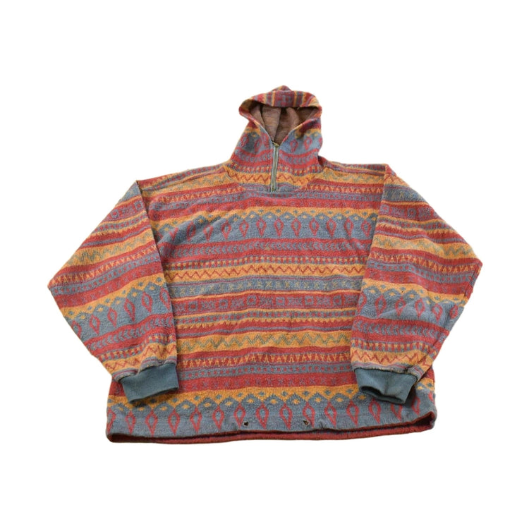 Vintage 1990s Point Zero Aztec Fleece Sweatshirt Hoodie Men's Large