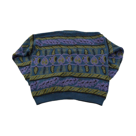 Vintage 1980s Akira Abstract Knit Cardigan Sweater Men's L