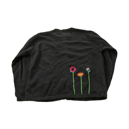 Vintage 1990s Quacker Factory Flowers Knit Cardigan Sweater Women's M