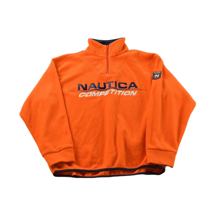 Vintage 1990s Nautica Competition Quarter Zip Fleece Sweater Men's L