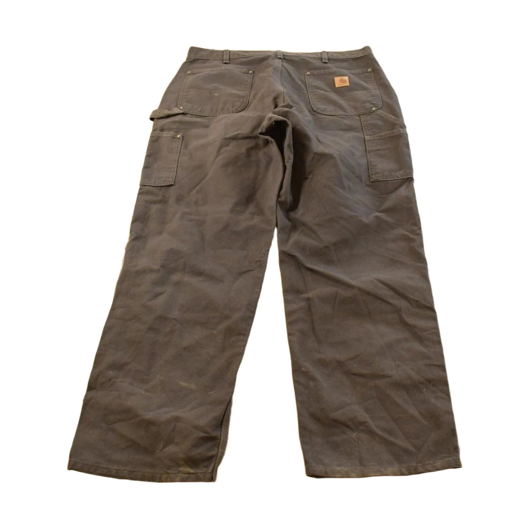 Vintage 2000s Carhartt Double Knee Dark Brown Canvas Pants Men's 36 x 31.5