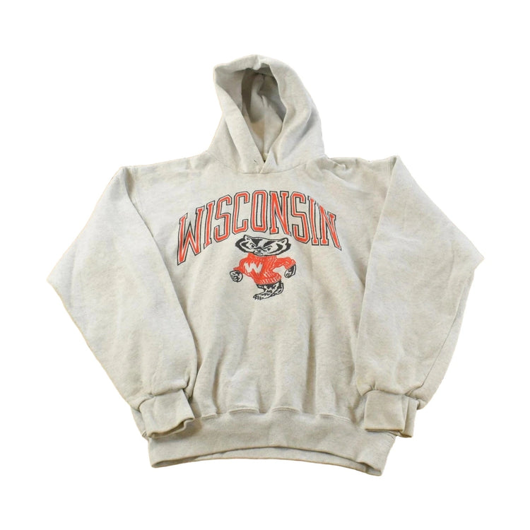 Vintage 90s Wisconsin Badgers Hoodie Sweatshirt Men's M Made in USA Collegiate Sweater
