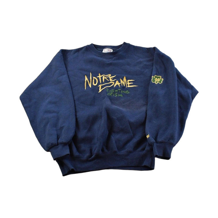 Vintage 90s Notre Dame Fighting Irish Crewneck Sweatshirt ��� Embroidered NCAA Apparel